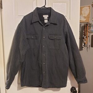 Vintage 90s COVINGTONN Mens XL Black Striped Lined Shirt Jacket Warm Button Up